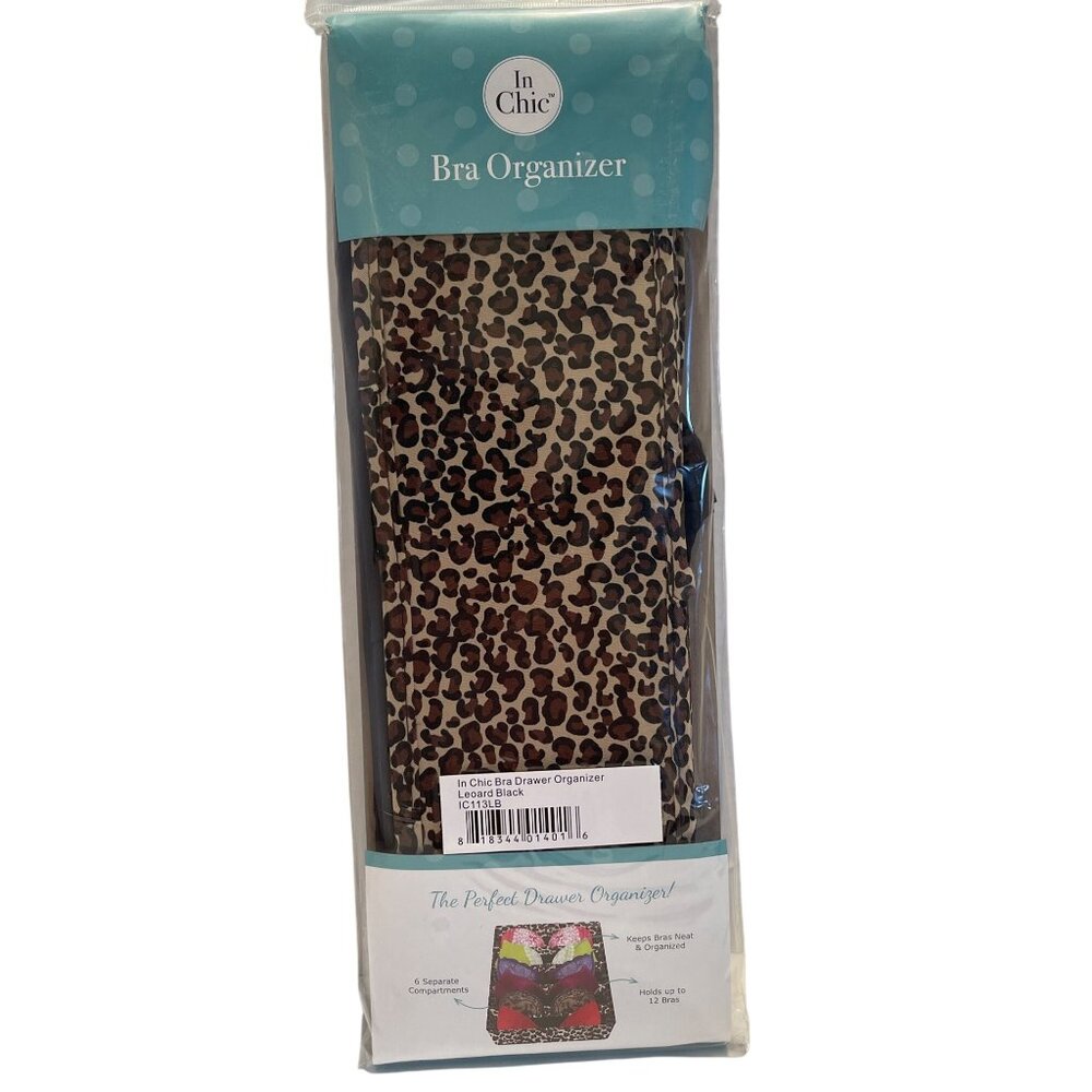 Bra Organizer Lingerie Underwear Drawer Fabric Leopard Print 6 Compartments NEW